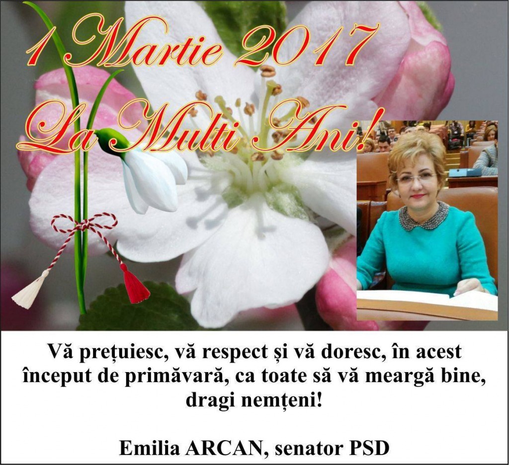 Emilia Arcan, 1 martie