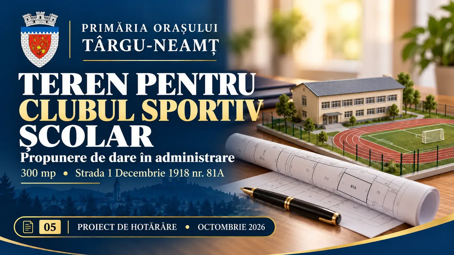 Ilustrație pentru proiectul de hotărâre: Un teren de 300 mp, propus spre administrare pentru Clubul Sportiv Școlar Târgu-Neamț