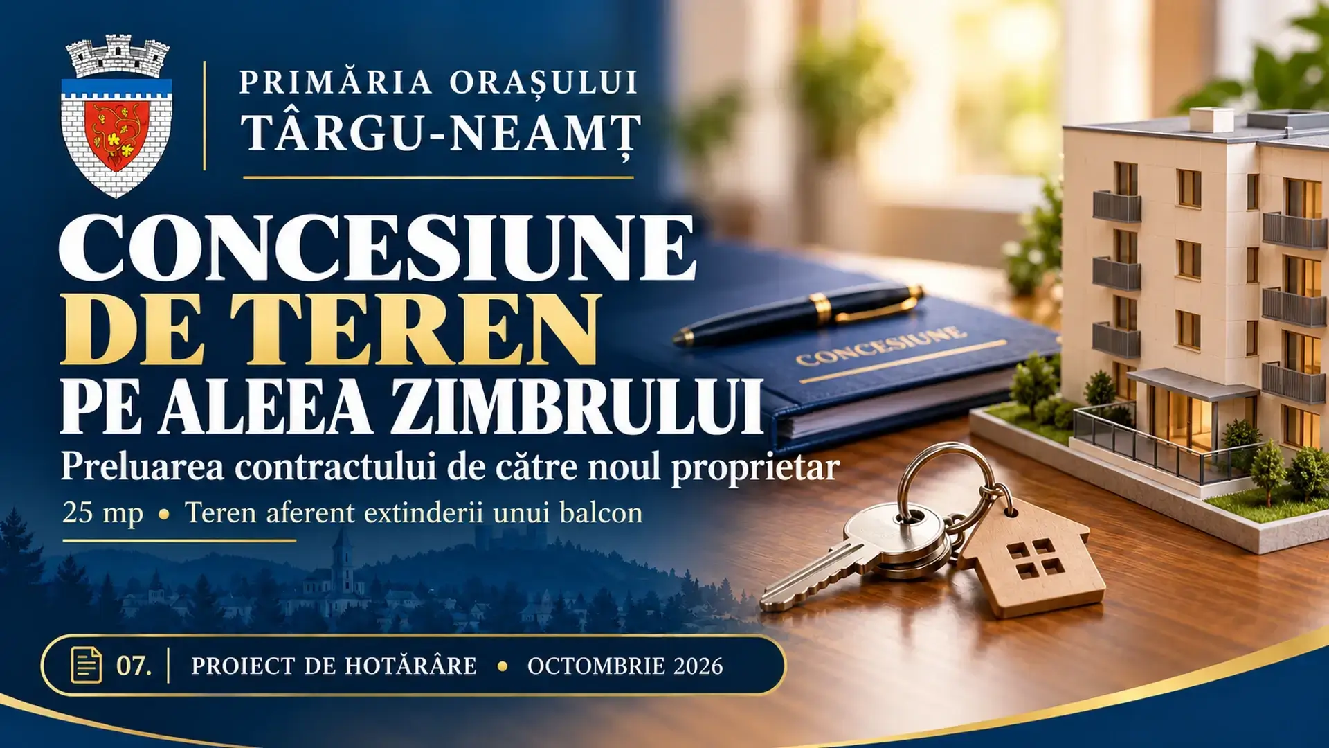 Ilustrație pentru proiectul de hotărâre: Concesiune de teren pe Aleea Zimbrului din Târgu-Neamț: noul proprietar al apartamentului solicită preluarea contractului