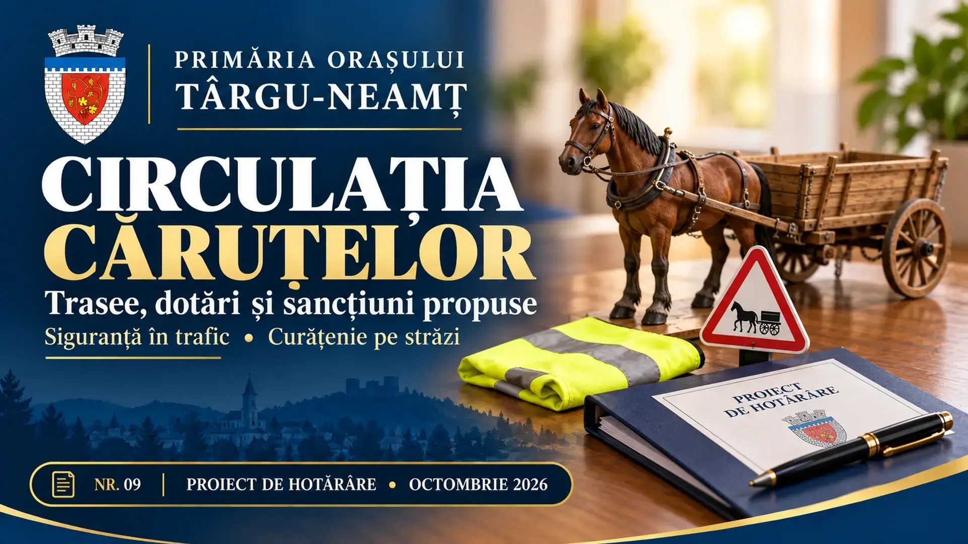 Ilustrație pentru proiectul de hotărâre: Circulația căruțelor în Târgu-Neamț: proiectul prevede trasee permise și amenzi între 600 și 800 de lei