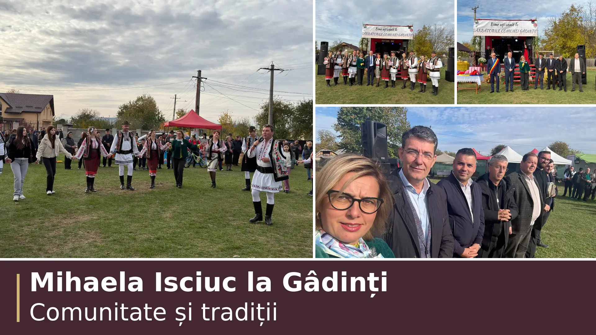 Colaj cu Mihaela Isciuc, invitații și reprezentanții Centrului „Carmen Saeculare” la sărbătoarea comunei Gâdinți